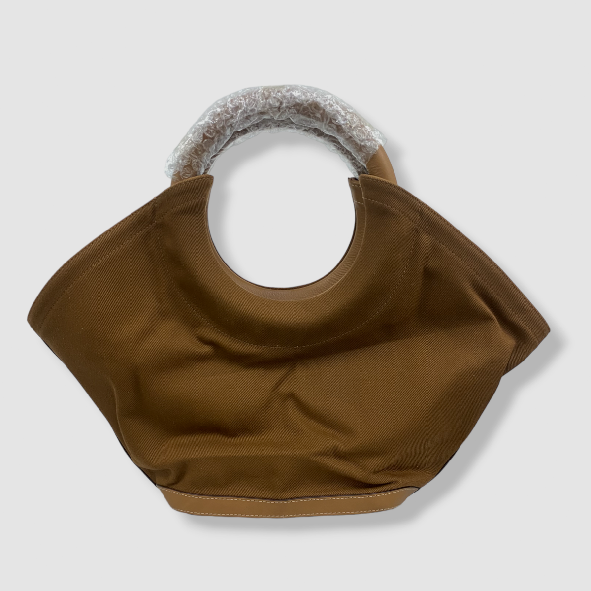 $461 Hereu Women's Brown Round-Handle Canvas Tote Bag UK