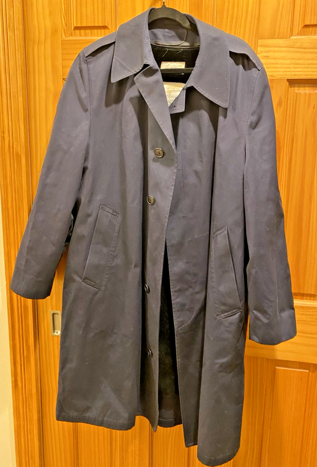 VTG London Fog Maincoats Men’s Trench Coat Size 40 Dk Navy Blue Detachable Liner