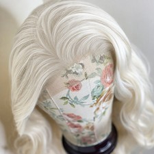 Long Wavy Frontal Lace Wigs Synthetic Hair Platinum blonde Invisible Lace Soft