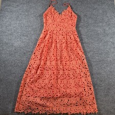 ASTR The Label Coral Orange Floral Lace Midi Dress Women's Size M Wedding Spring