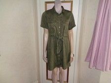 BLUE VANILLA SHORT SLEEVE DRESS BUTTON FRONT COLLAR BELT KAHKI  SIZE 12~~~BNWOT