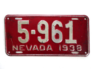 1938 Nevada passenger License Plate older repaint 5-961