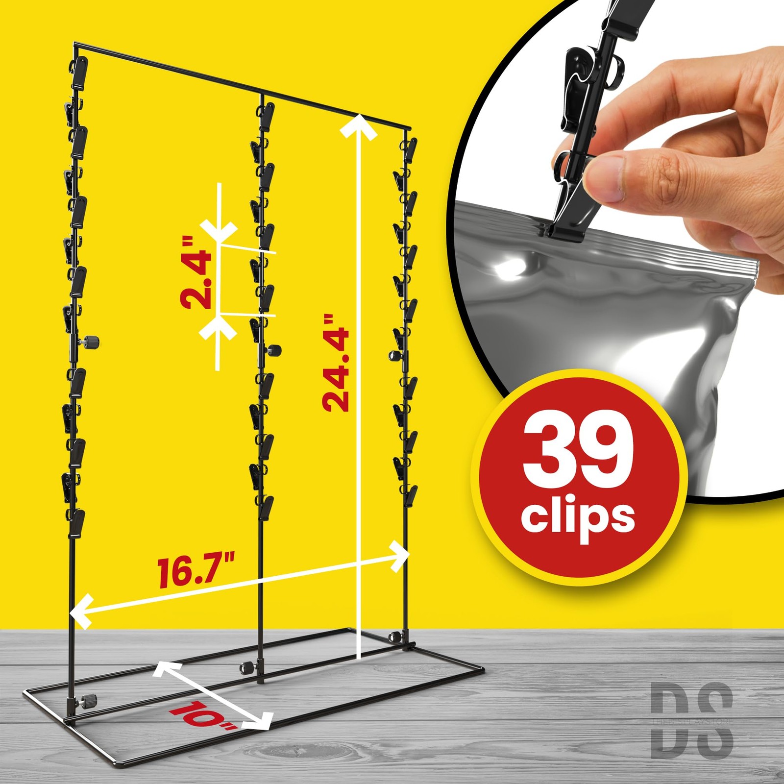 FILA Espositore porta patatine fritte 3 file per snack 39 clip uso da banco