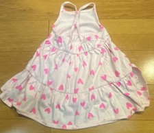 Cat & Jack Girls 2T Pink White Heart Sundress Strappy Sleeveless Ruffle Cotton
