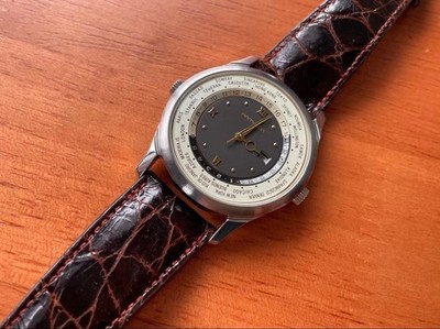 Hamilton 8984 World Timer Watch Quartz 38mm Rare Vintage Brown
