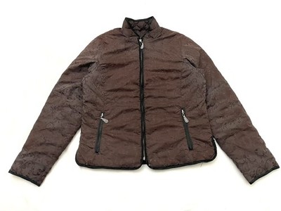 Eddie Bauer Premium Goose Down Jacket Large Brown Quilted Paisley Embroidered
