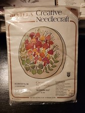 RARE ROUND BUCILLA NEEDLE POINT PILLOW