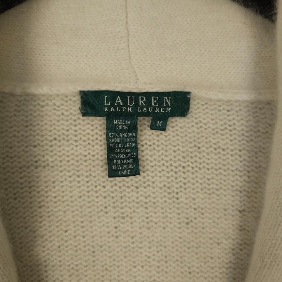 Lauren Ralph Lauren Sweater Women M Cream Angora Wool Shrug Bolero Shawl Jeweled - Image 3 of 4