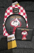 loungefly peanuts snoopy red white checkered backpack and wallet with applique …