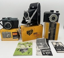 Lot Of 3 VTG Cameras,1950 Kodak Tourist 1940 Kodak Duex 1960 Diana W/ Org.Boxes