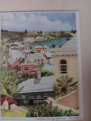 Lot 2 Vintage Art Prints Matted Signed Jill Amos Raine 2007 Bermuda Landscapes - Picture 6 of 10