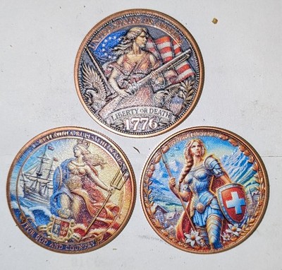 1776 Liberty or Death, Swiss Helvetia Suntenbit and  Britannia Rules the Waves  