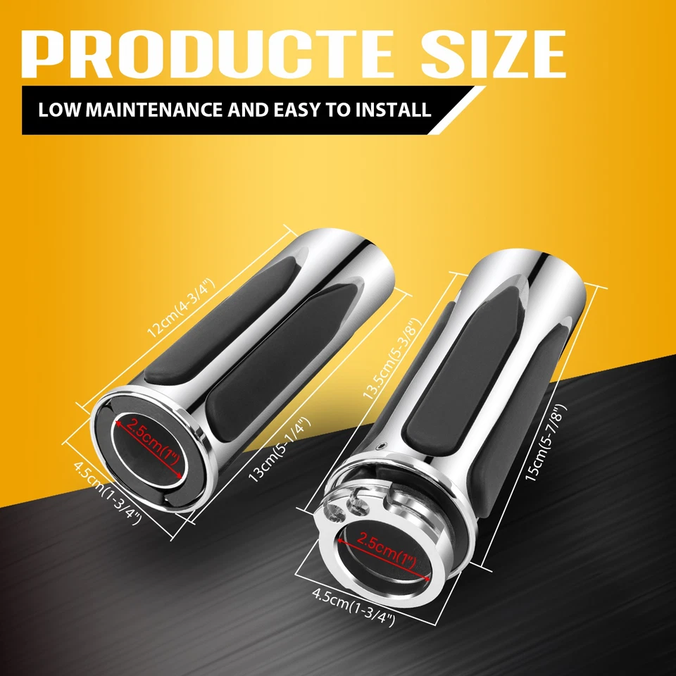 Chrome 1" Motorcycle Handle Bar Hand Grips For Harley Heritage Softail Classic - Image 2 of 4