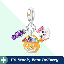 KUNSIR 925 Sterling Silver Charm For Bracelet Mischievous Little Ghost Pendant