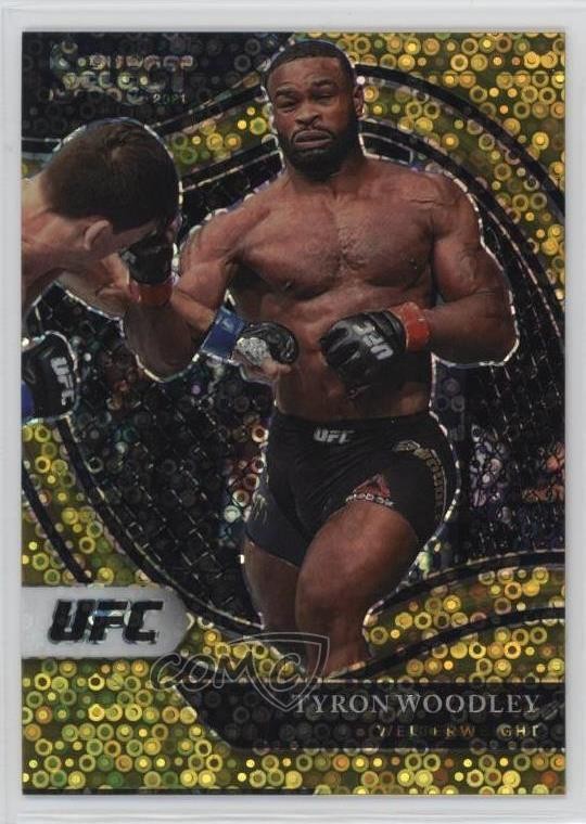 2021 Panini Select UFC Octagonside Gold Disco Prizm 7/10 Tyron Woodley #221 ms9