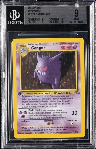 1999 POKEMON FOSSIL 1ST ED #5 GENGAR-HOLO BGS 9