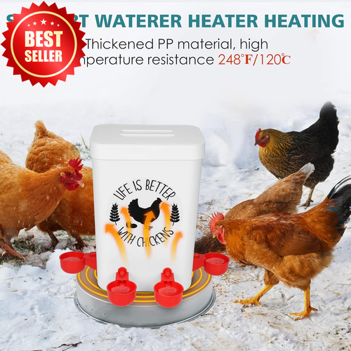 3Gal/26lb Hanging Automatic Chicken Feeder & Waterer Set No-Waste Poultry Kit - Picture 4 of 8
