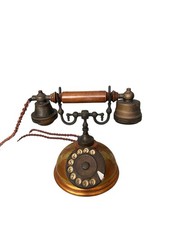 Telefono antico Telcer – stile retrò / Art Déco – metallo e legno Anni ‘50/‘60