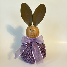 Textured Bumpy Gourd Bunny Hand Painted Purple Body 11" Spring Easter