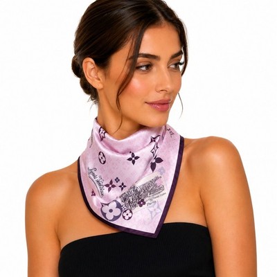 Louis Vuitton Bandeau Schal Seide Rosa Foulard Monogramm Blumen Preloved