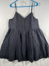 Levi's Cora Babydoll Dress Eyelet Lace Tiered Boho Womens XL Spaghetti Strap NWT