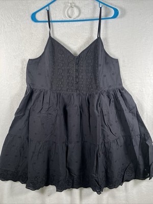 Levi's Cora Babydoll Dress Eyelet Lace Tiered Boho Womens XL Spaghetti Strap NWT