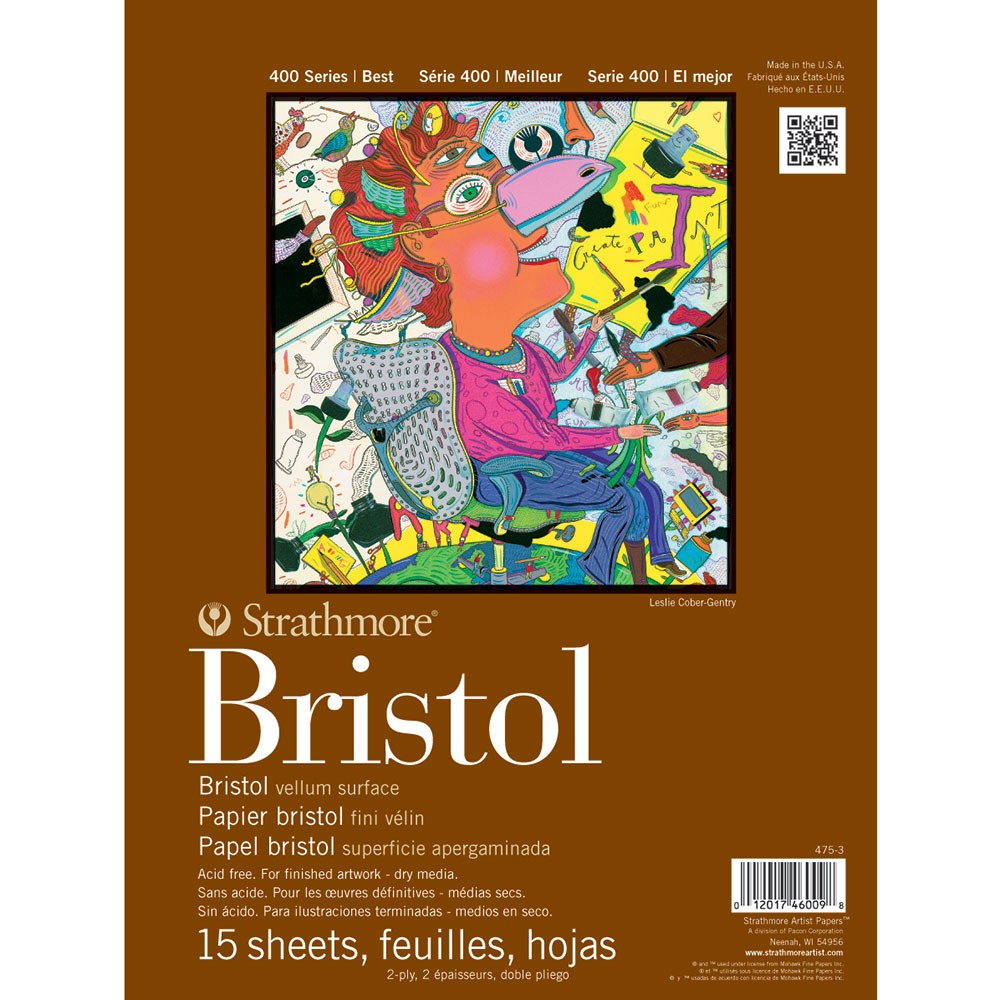 Strathmore : 400 Series : Bristol Pad : 9x12in (Apx.23x30cm) : 2Ply Vellum (M...