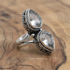 White Topaz Gemstone 925 Sterling Silver Ring Handmade Jewelry Ring For Gift