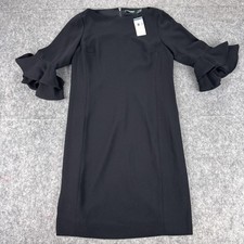 Lauren Ralph Lauren Dress Womens 8 Black Ruffle Sleeve Knee Length Sheath NWT