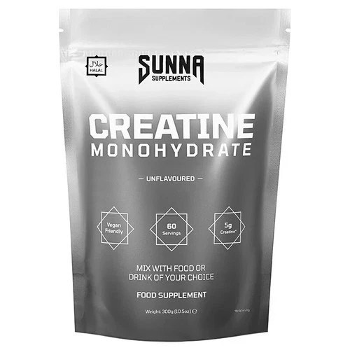 Sunna Supplements Creatine Monohydrate 300g Unflavoured Vegan 60 Servings