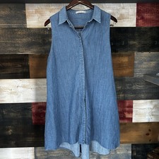 alive olivia denim dress button sleeveless womens large midi