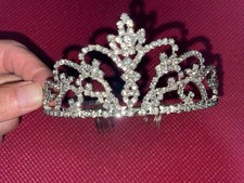 Silver Wedding Bridal Crown Rhinestone Party Pageant Tiara with side combs