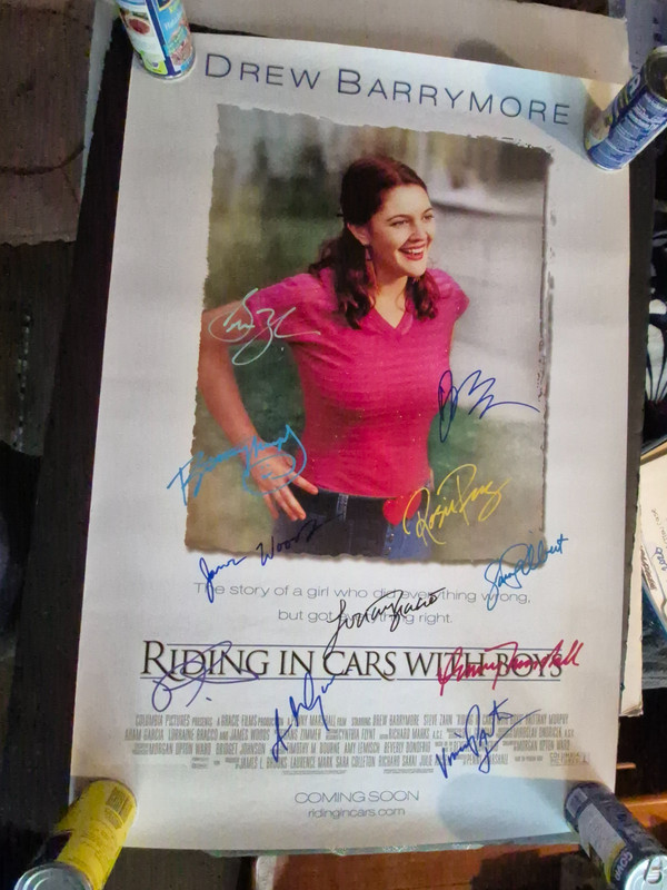 RIDING IN CARS WITH BOYS-CAST SIGNED - MOVIE POSTER- -w/COA                ekim