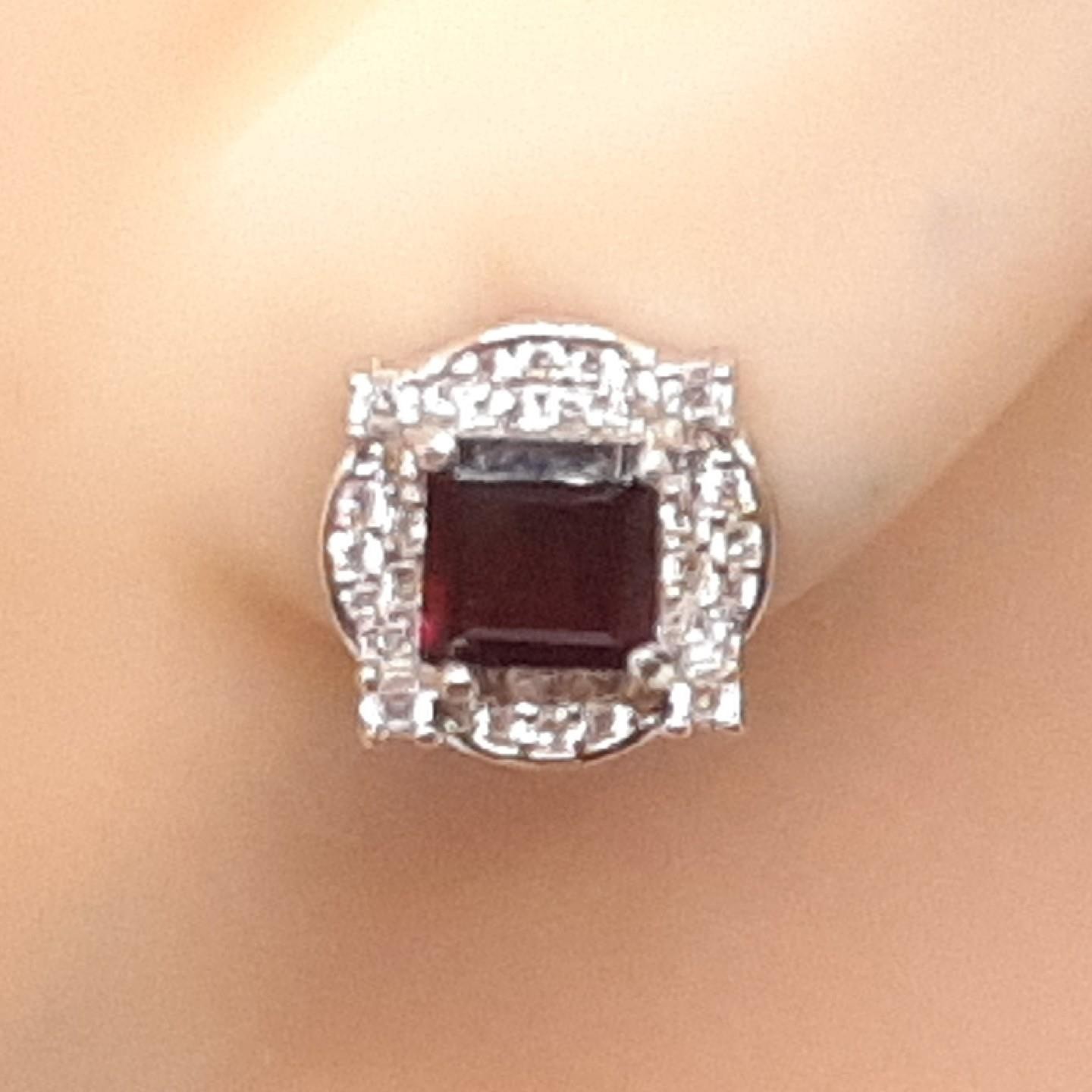 World Class 2.00ctw Rhodolite Garnet & White Sapphire 925 Silver Earrings