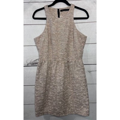 ZARA WOMAN Textured Metallic Sheath Dress Rose Gold Sparkle Mini