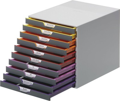 Varicolor 10 Drawer Unit - Gray Desktop Drawer Set with 10 Color Coded Draws ...