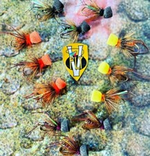 V Fly Size 10 Ultimate Hopper Popper Top of the Water Trout Flies 4 Patterns