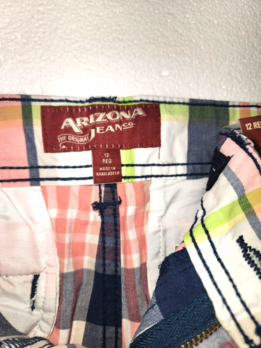 Arizona Jean Co Shorts Youth Size 12 Chino Plaid Muti-colored Button Pockets - Picture 5 of 13
