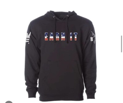 Men s Unisex Black Patriotic Hoodies Earn It Usmc Usa America Flag XL