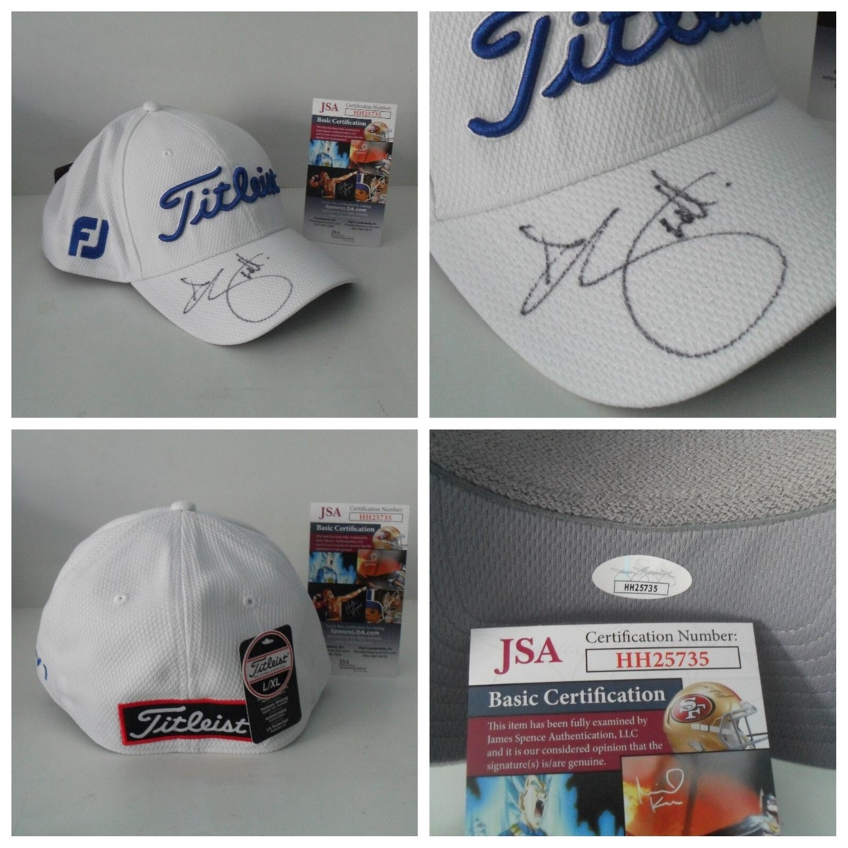 【新品】Titleist ジャスティスローズサイン入りホワイトキャップ Adam Scott Autographed Signed Titleist Golf Hat JSA COA Titleist
