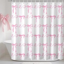 Pink Bow Shower Curtain for Bathroom Bow Coquette Shower Curtain for Pink Bow...