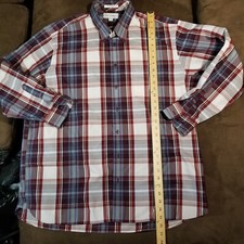PAUL FREDRICK BUTTON DOWN SHIRT LONG SLEEVE PLAID 18 34-35 NON-IRON COTTON