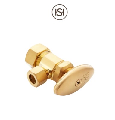 Monogram Brass Shut-Off Valve 1/4 Turn 5/8'' OD x 3/8'' OD, Polished Brass