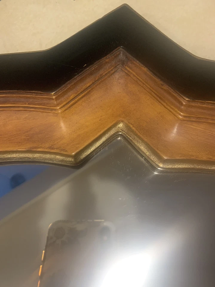 "Espejo de acento estilo gótico negro, madera y dorado 19"" lado lateral 21"" punto Foto 2 de 4