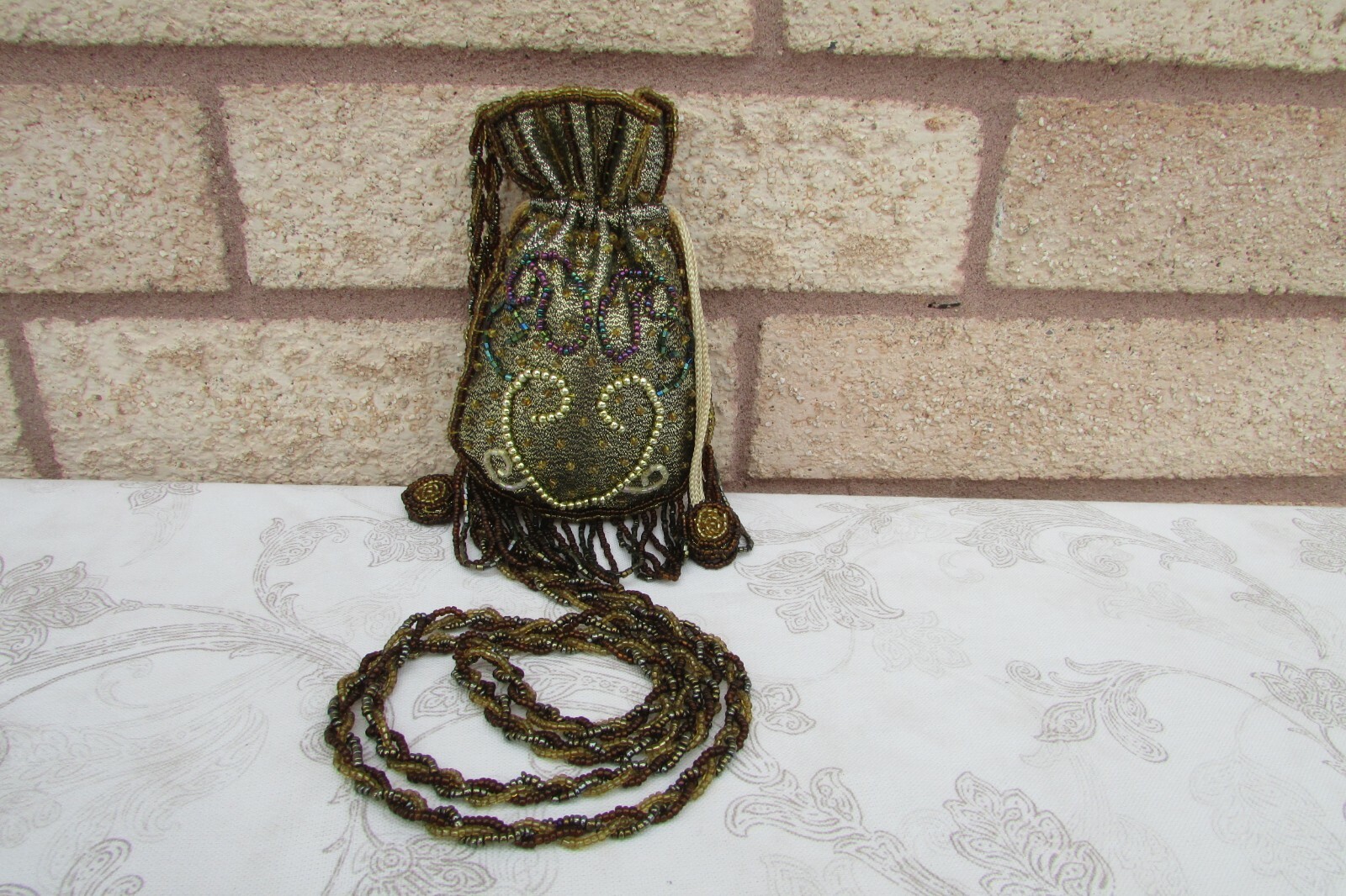 Hand Made Beaded Multicolor Mini Drawstring Fring… - image 2