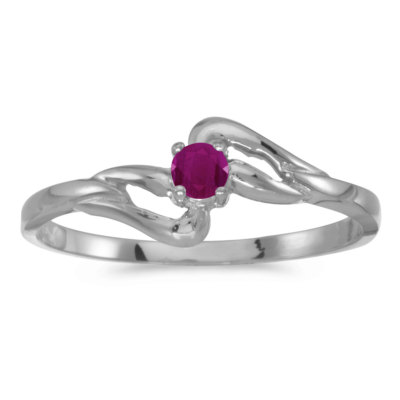 Ring 14 Karat Weißgold runder Rubin