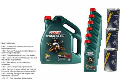 11L Motoröl Castrol Magnatec Diesel 5W-40 DPF 3x MANNOL Leak-Stop ADDITIV