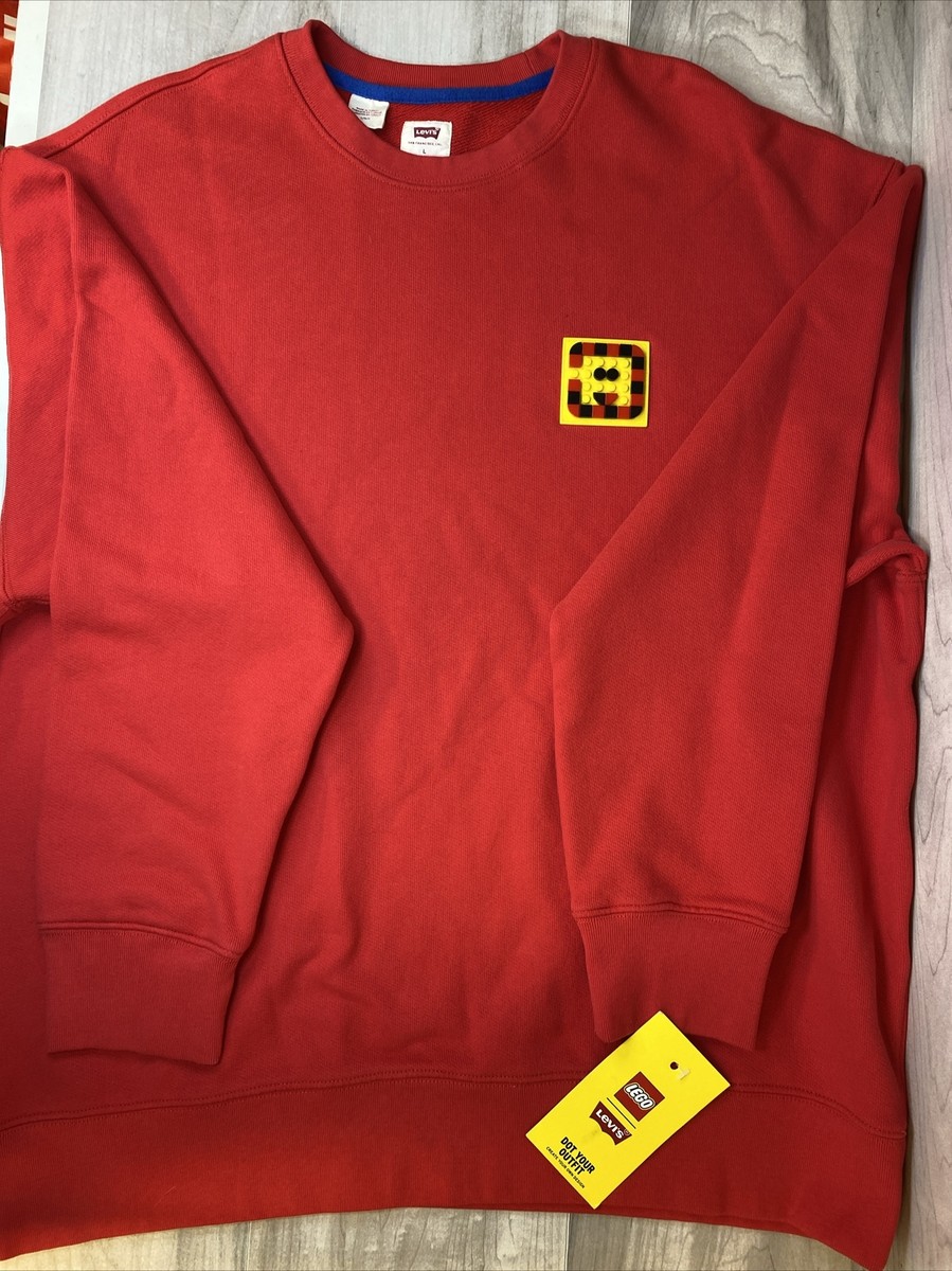 LEVIS x LEGO Relaxed Crew neck Sweatshirt Red Men’s Size Large w/Lego  Smiley NWT