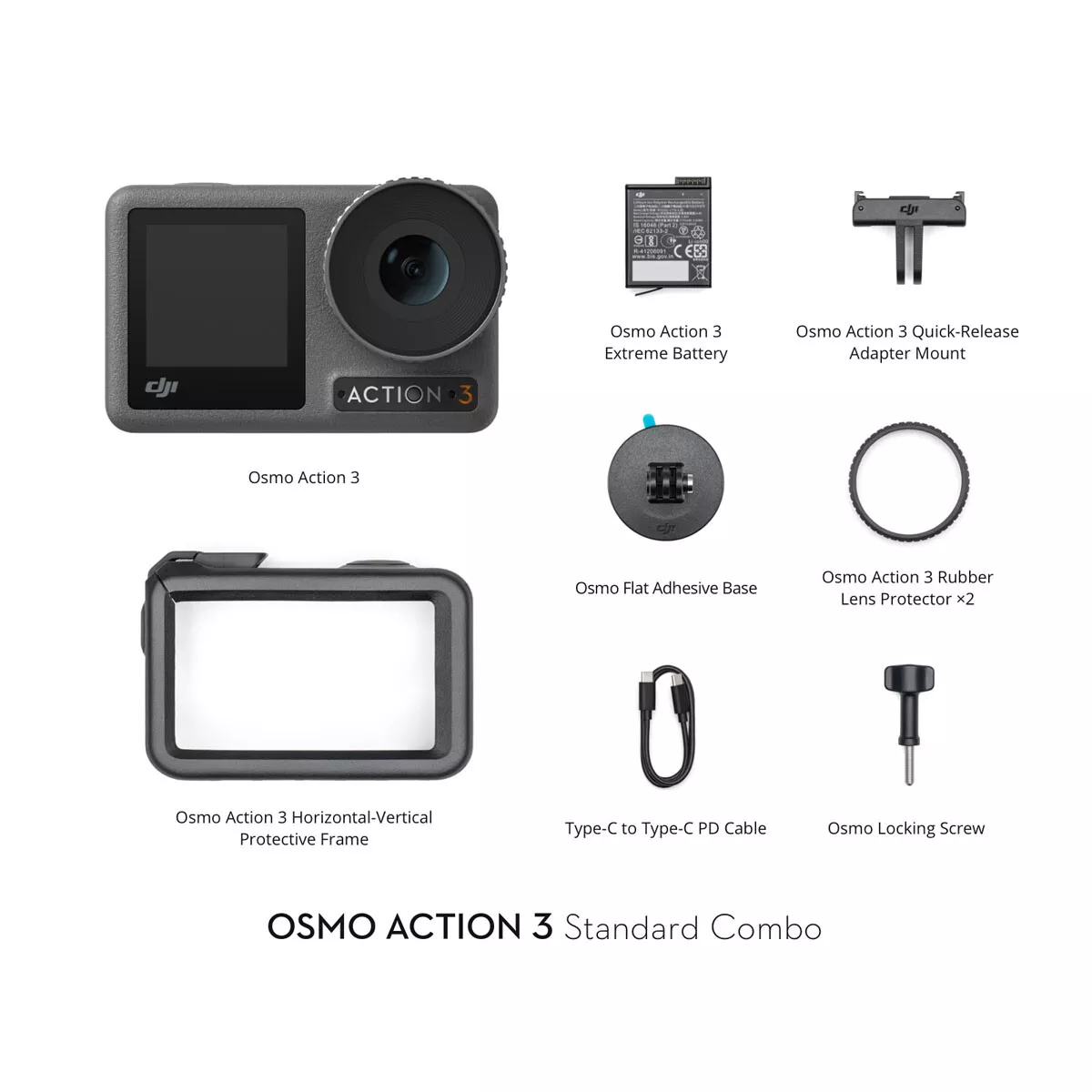 DJI Osmo Action 3 Standard Combo Action Camera 4K Waterproof for vlogs