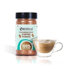 Bevzilla Instant Coffee Powder 75 Grams Arabica Beans Makes 40 Cups Hot & Cold